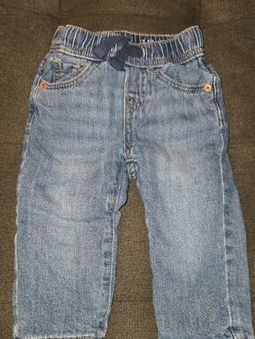GAP Light Blue Elastic-Waist Baby Fleece-lined Jeans with Drawstring